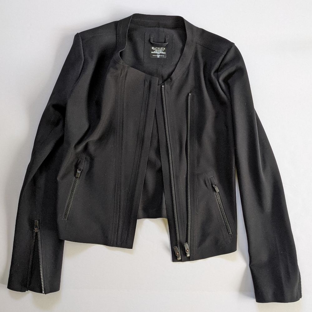 Athleta black cropped moto jacket
